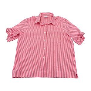 Vintage Coral Striped Women's Large Blouse By Company Collection Short Sleeve
